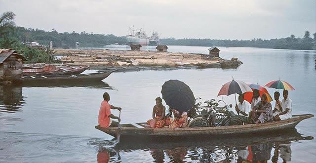 Sapele river port and shipping activity