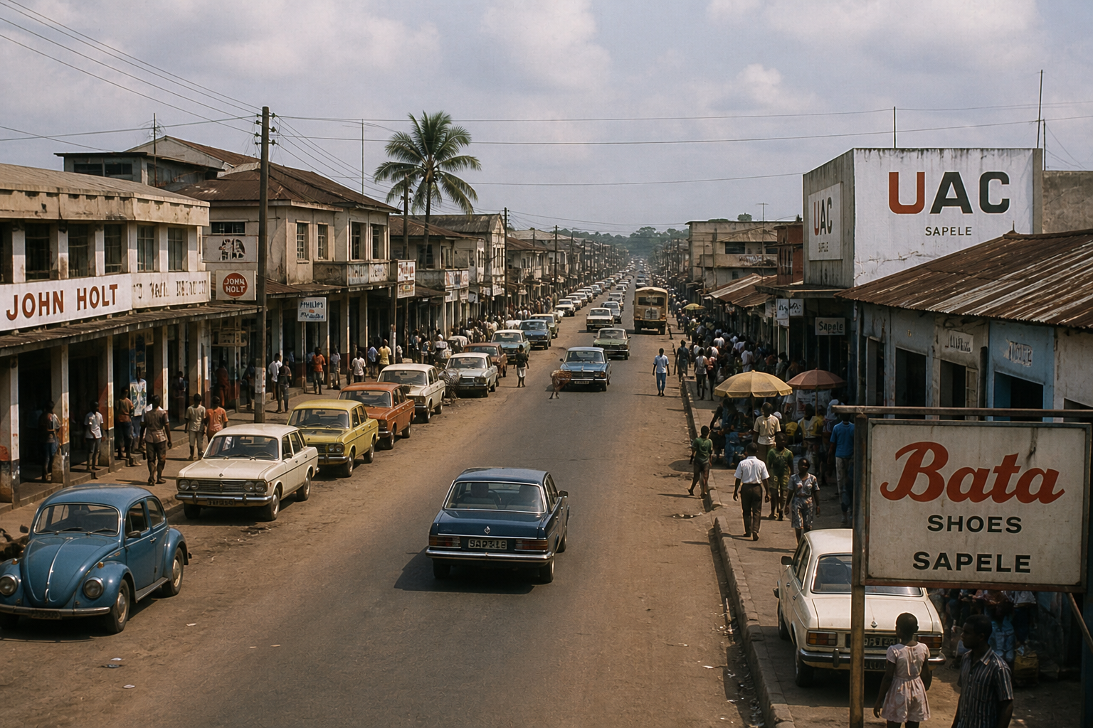 Sapele town centre during the later years of industrial change